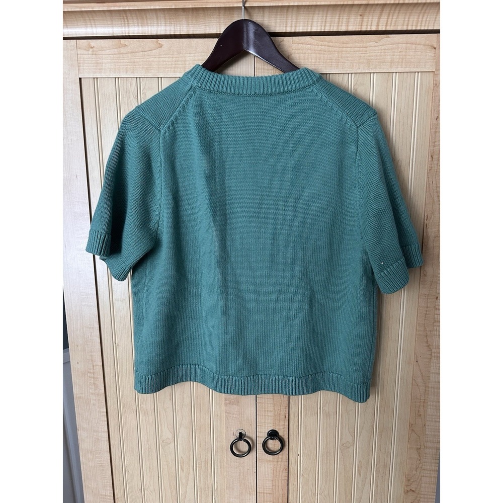 Abercrombie & Fitch short sleeve button up knit Cardigan Sweater green size L - Picture 3 of 3